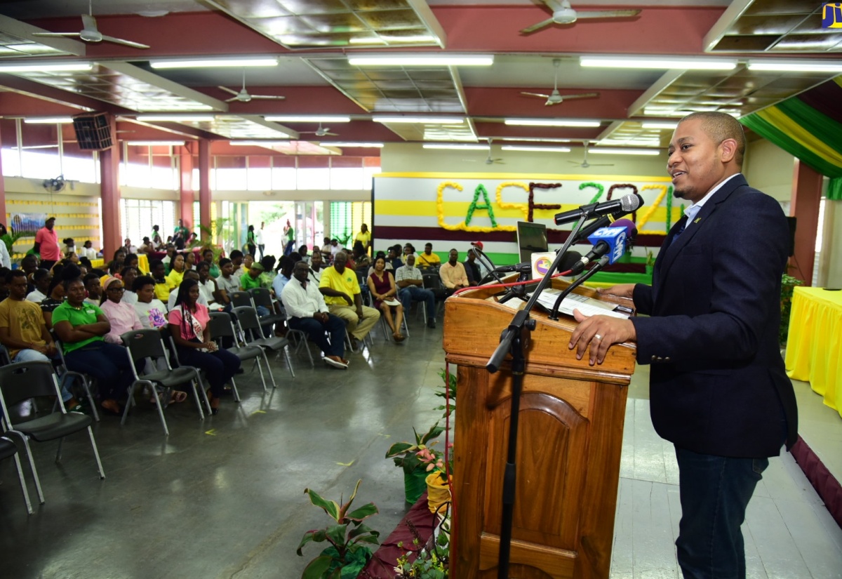 Minister of Agriculture, Fisheries and Mining, Hon. Floyd Green, delivers the keynote address during day one of Founders’ Weekend at the Portland-based College of Agriculture, Science and Education (CASE), on Friday (January 26).

