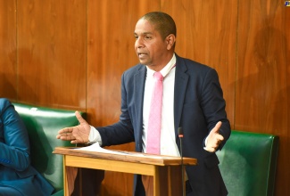 Government Senator and Mayor of Kingston, Senator Councillor Delroy Williams, making his contribution to the State of the Nation Debate in the Senate, on January 26.

