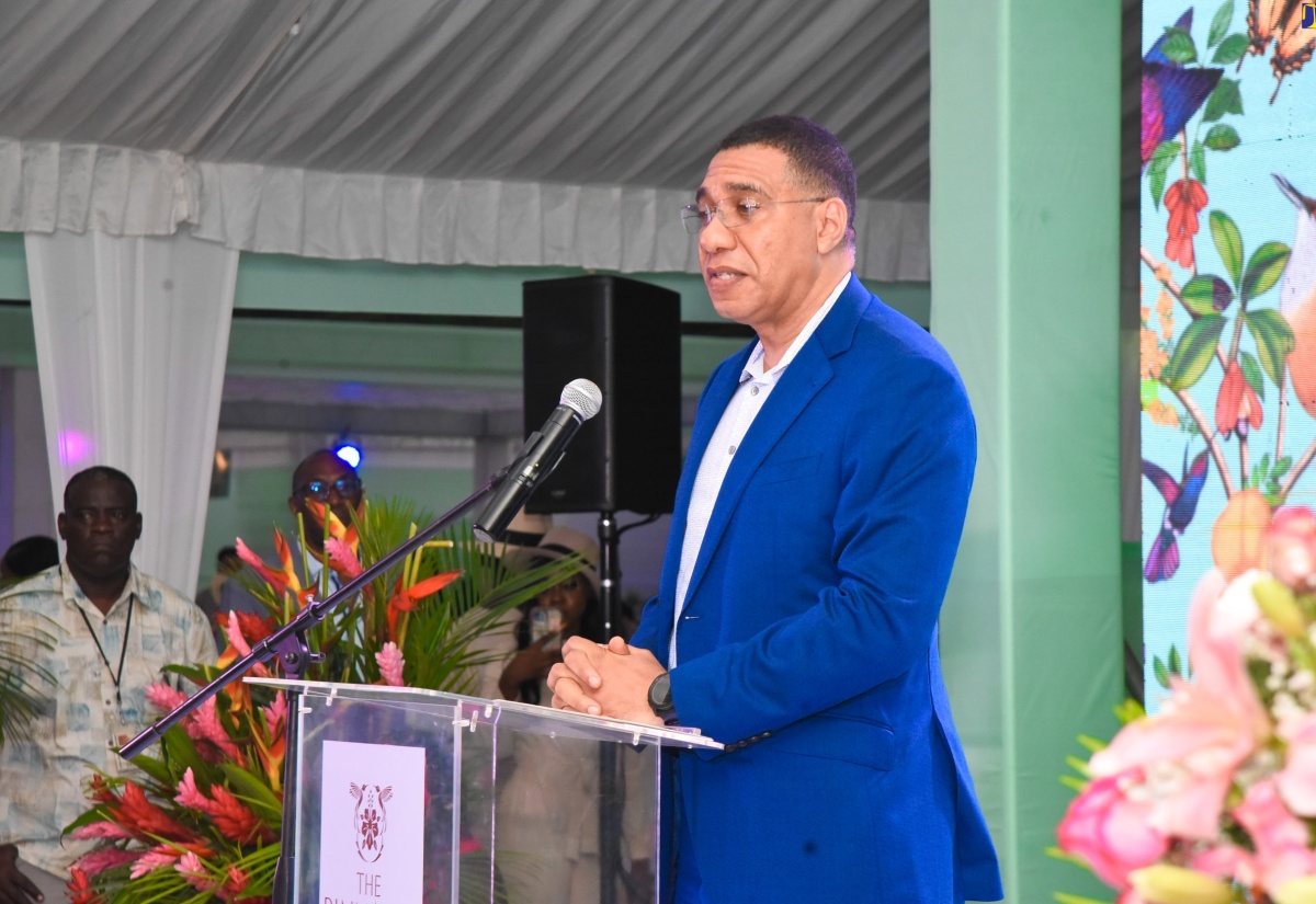 Prime Minister, the Most Hon. Andrew Holness, addresses the groundbreaking ceremony for the Pinnacle development in Montego Bay, St. James on Saturday (January 20).