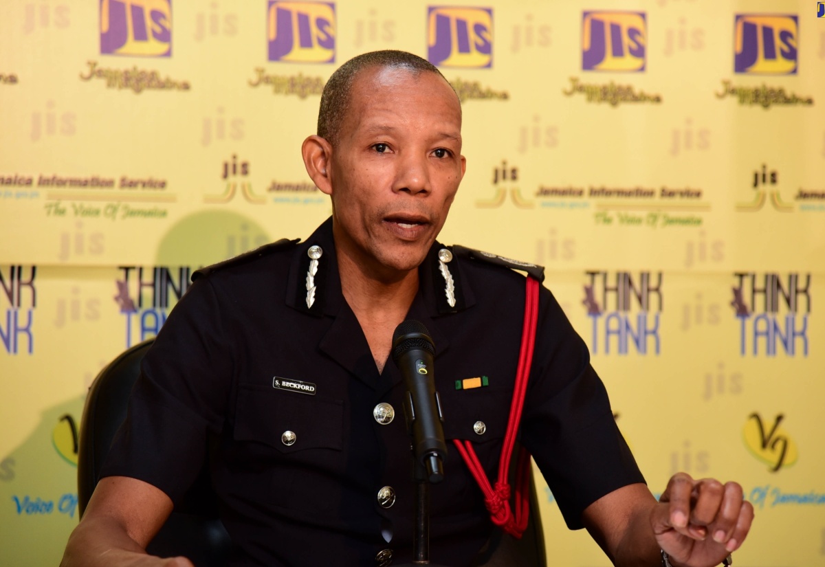 Commissioner, Jamaica Fire Brigade (JFB), Stewart Beckford, addresses a recent JIS Think Tank.

