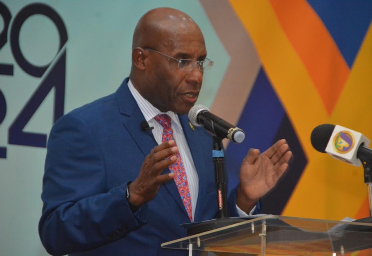 Minister of Industry, Investment and Commerce, Senator the Hon. Aubyn Hill, addresses the media launch of the Montego Bay Chamber of Commerce and Industry’s 20th Biennial Trade Expo 2024, at the Montego Bay Convention Centre, St. James, on February 1.  

