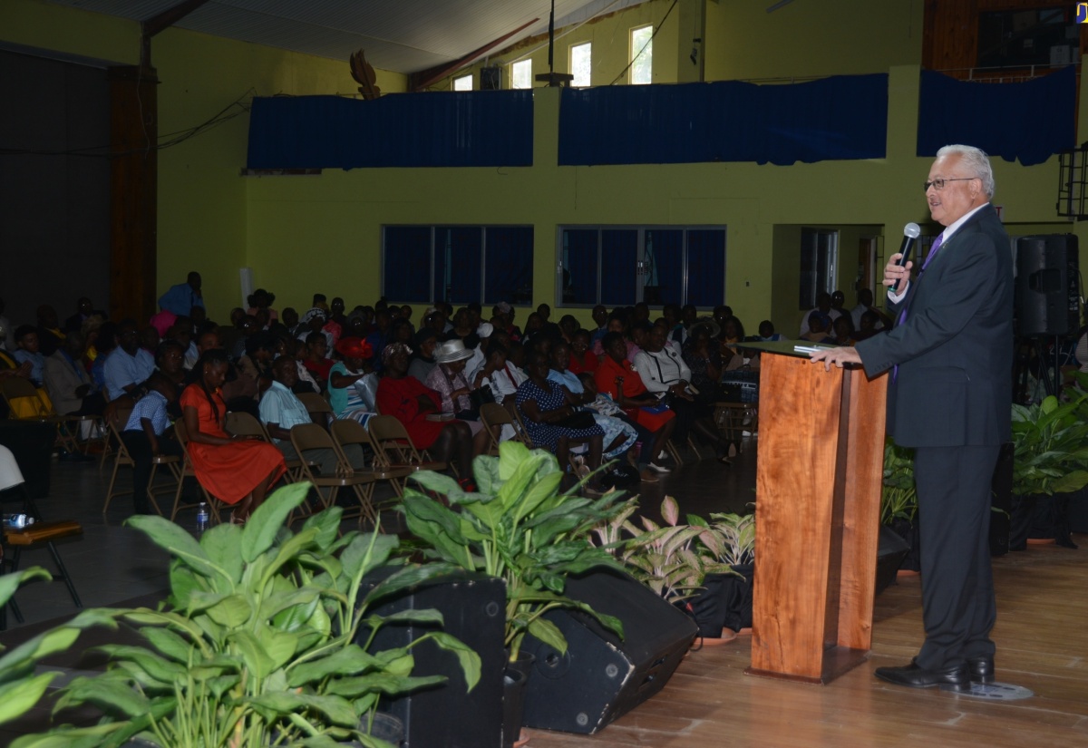 Minister of Justice, Hon. Delroy Chuck, addresses the Ministry’s Restorative Justice Church Service at West Jamaica Conference of Seventh Day Adventists, in Mount Salem, St. James, on Saturday, February 10.


