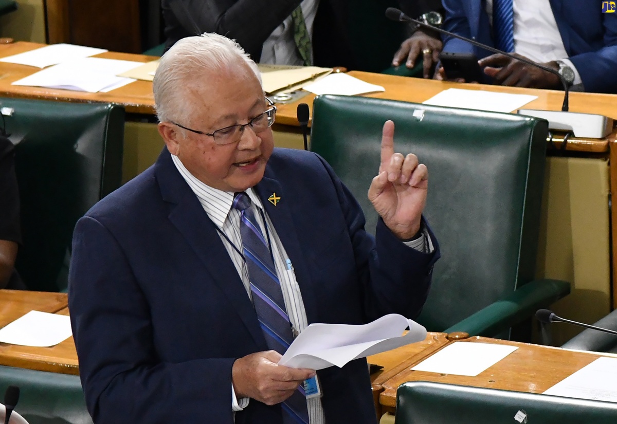 Minister of Justice, Hon. Delroy Chuck, reads from a document in the House of Representatives on February 6.

