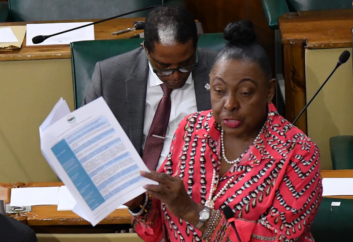 Minister of Culture, Gender, Entertainment and Sport, Hon. Olivia Grange, delivers statement in the House of Representatives on Tuesday (February 6).

