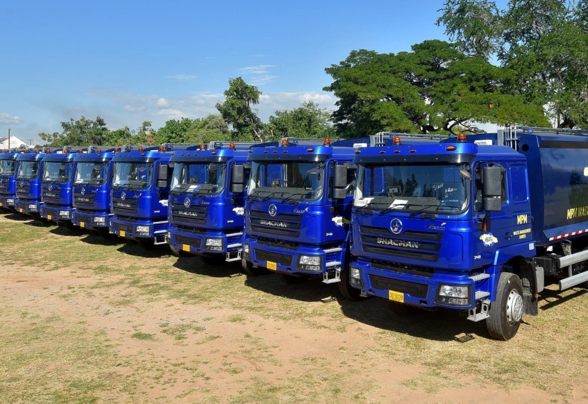 Some of the 50 new garbage trucks that the National Solid Waste Management Authority (NSWMA) received in November 2022.