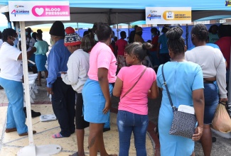 Members of the public wait in line at the Ministry of Health and Wellness’ ‘Know Your Numbers’ screening campaign held at Saint William Grant Park, downtown Kingston, on Thursday, February 1. The campaign seeks to encourage more Jamaicans to get screened for lifestyle diseases.

