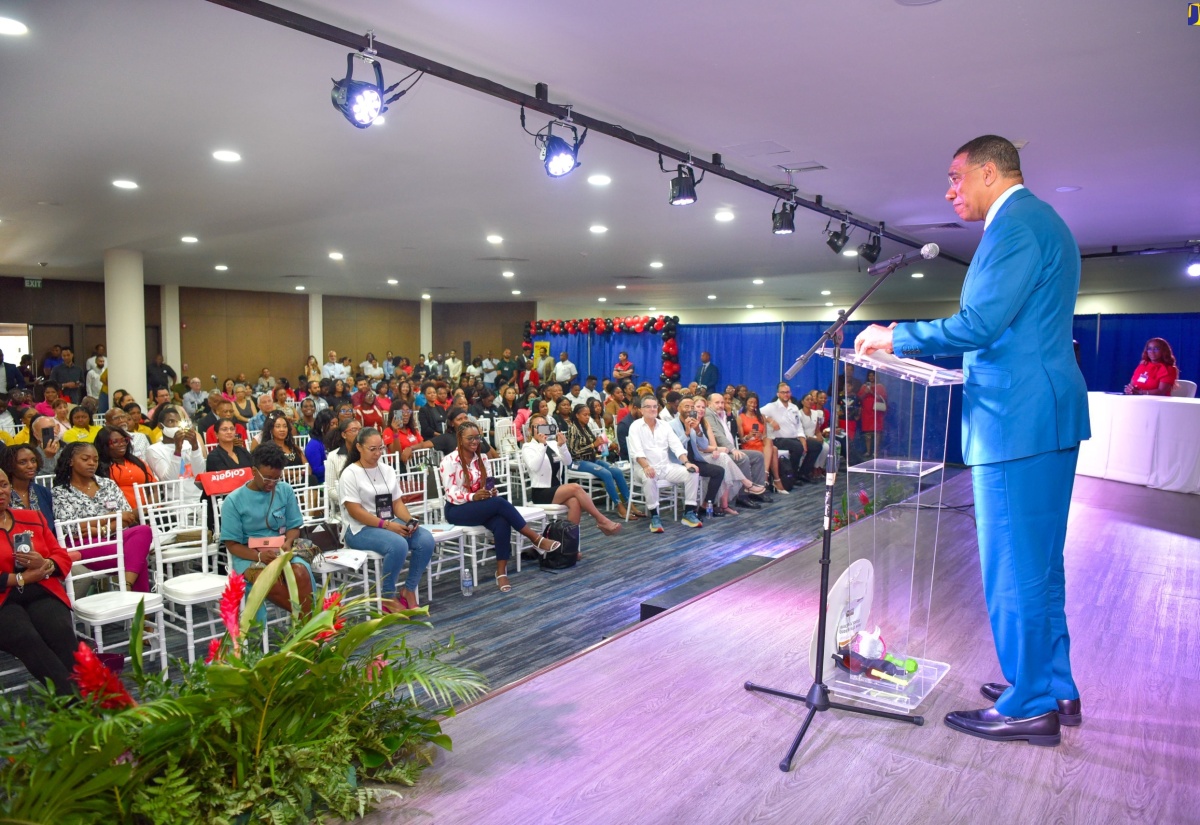 Prime Minister, the Most Hon. Andrew Holness, addresses the 60th annual Jamaica Dental Association conference at Royalton Blue Waters Hotel in Falmouth, Trelawny, on Wednesday (February 14).

