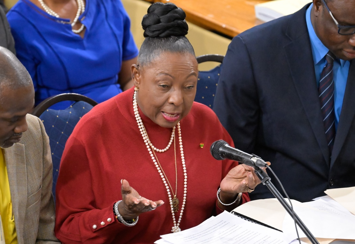 Minister of Culture, Gender, Entertainment and Sport, Hon. Olivia Grange, addresses Wednesday’s (March 6) meeting of the Standing Finance Committee of the House of Representatives, whose members are reviewing the 2024/25 Estimates of Expenditure.

