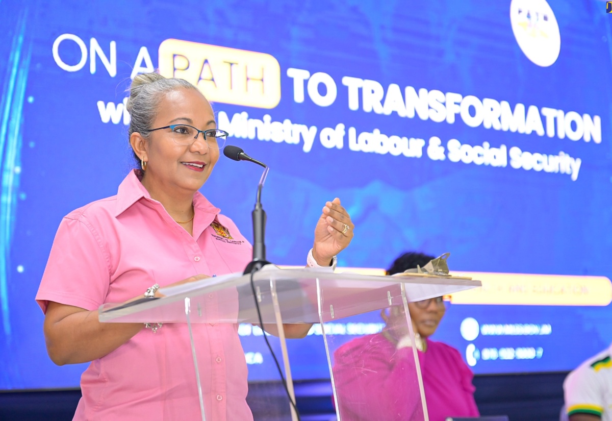 Permanent Secretary in the Ministry of Labour and Social Security, Collette Roberts Risden, addresses the Ministry’s townhall series, ‘On a PATH to Transformation with the Ministry of Labour and Social Security’, on March 13 at the Saint Gabriel’s Anglican Church Hall,  in May Pen, Clarendon and online.

