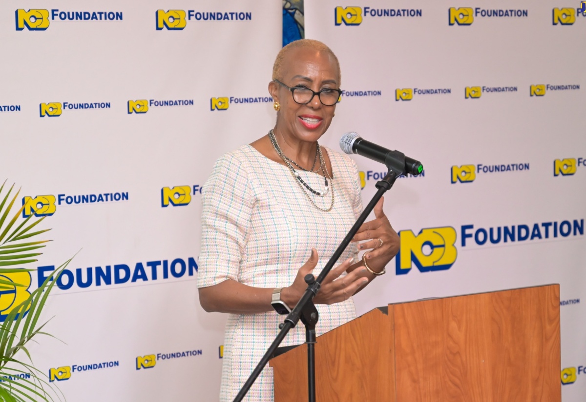 Minister of Education and Youth, Hon. Fayval Williams, addresses the National Commercial Bank (NCB) Foundation’s Caribbean Secondary Education Certificate/Caribbean Advanced Proficiency Examinations (CSEC/CAPE) National Bursary Programme handover ceremony held on March 20 at the NCB Wellness and Recreation Centre in Kingston.

