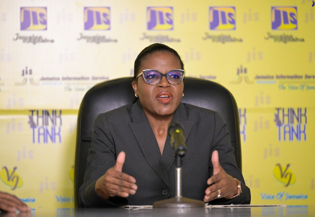 Marketing and Planning Manager at the Registrar General's Department (RGD), Nicole Whyte, speaks at a recent Jamaica Information Service (JIS) Think Tank.

