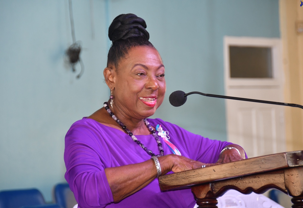 Minister of Culture, Gender, Entertainment and Sport, Hon. Olivia Grange, speaks during the International Women’s Day (IWD) Commemorative Church Service on Sunday (March 3). The service was held at Gregory Park Baptist Church in St Catherine.

