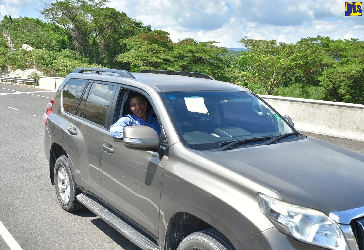 Prime Minister, the Most Hon. Andrew Holness, drives along the May Pen to Williamsfield leg of the Southern Coastal Highway Improvement Project, following the roadway’s official opening on Thursday (September 14).

