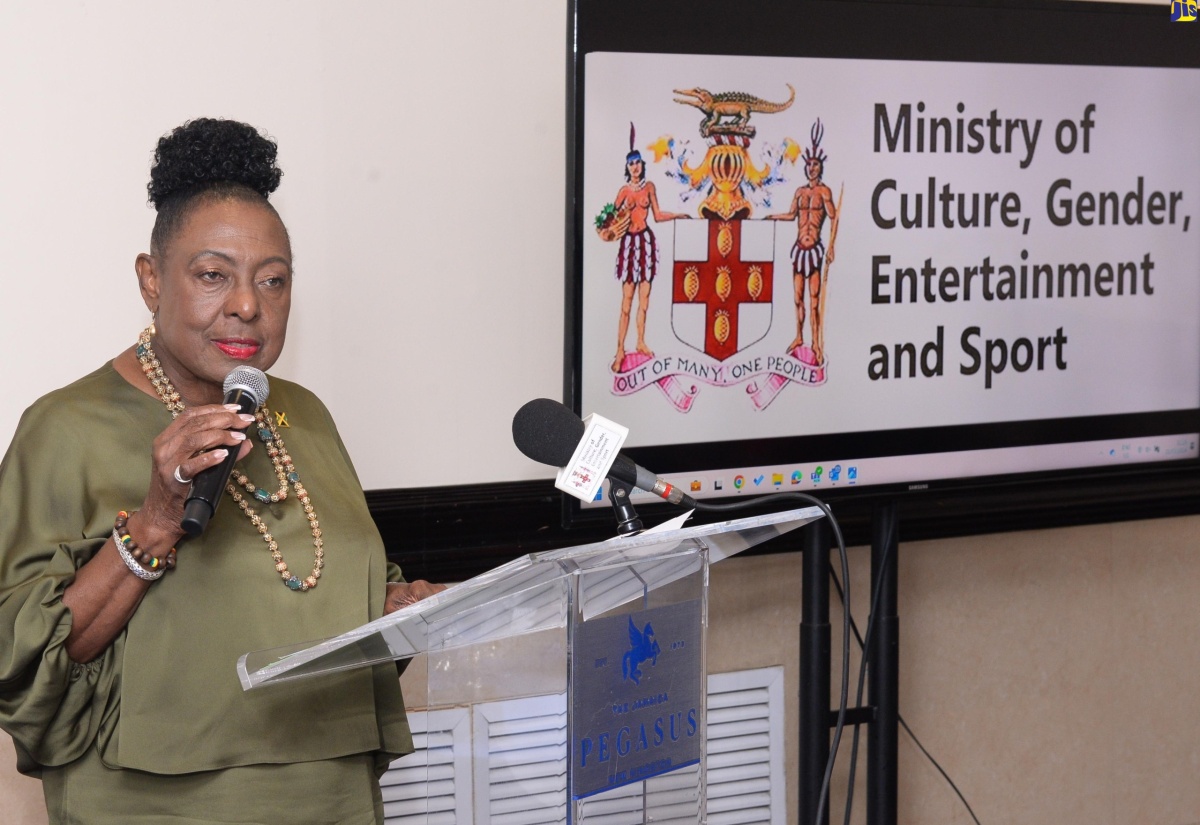 Minister of Culture, Gender, Entertainment and Sport, Hon. Olivia Grange, addresses members of the Independent Anti-Doping Disciplinary Panel and the Anti-Doping Tribunal, at the Jamaica Pegasus Hotel in New Kingston on Thursday (March 21).

