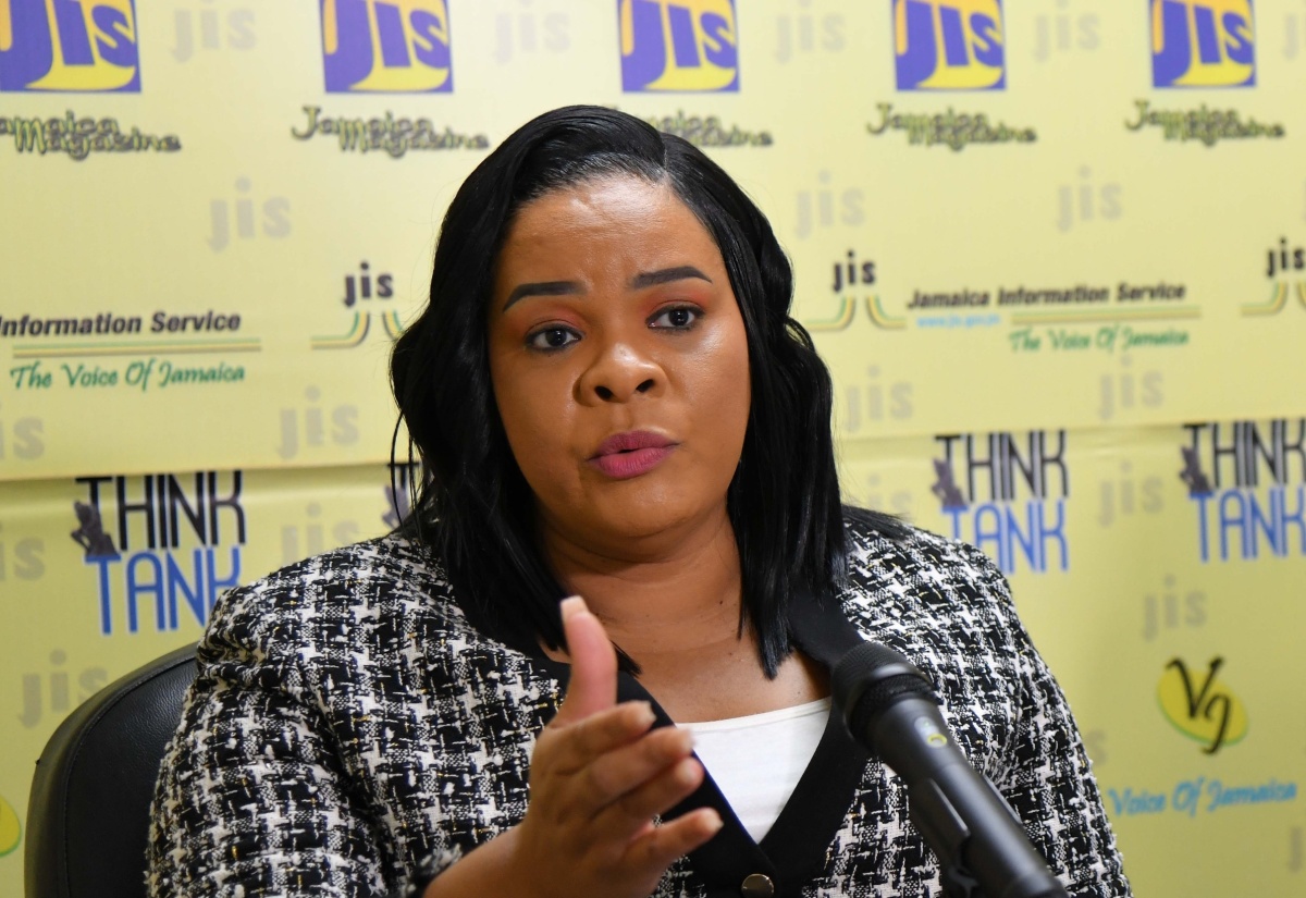 Chief Executive Officer of the Child Protection and Family Services Agency (CPFSA), Laurette Adams-Thomas, addresses a JIS Think Tank, today (March 12).

