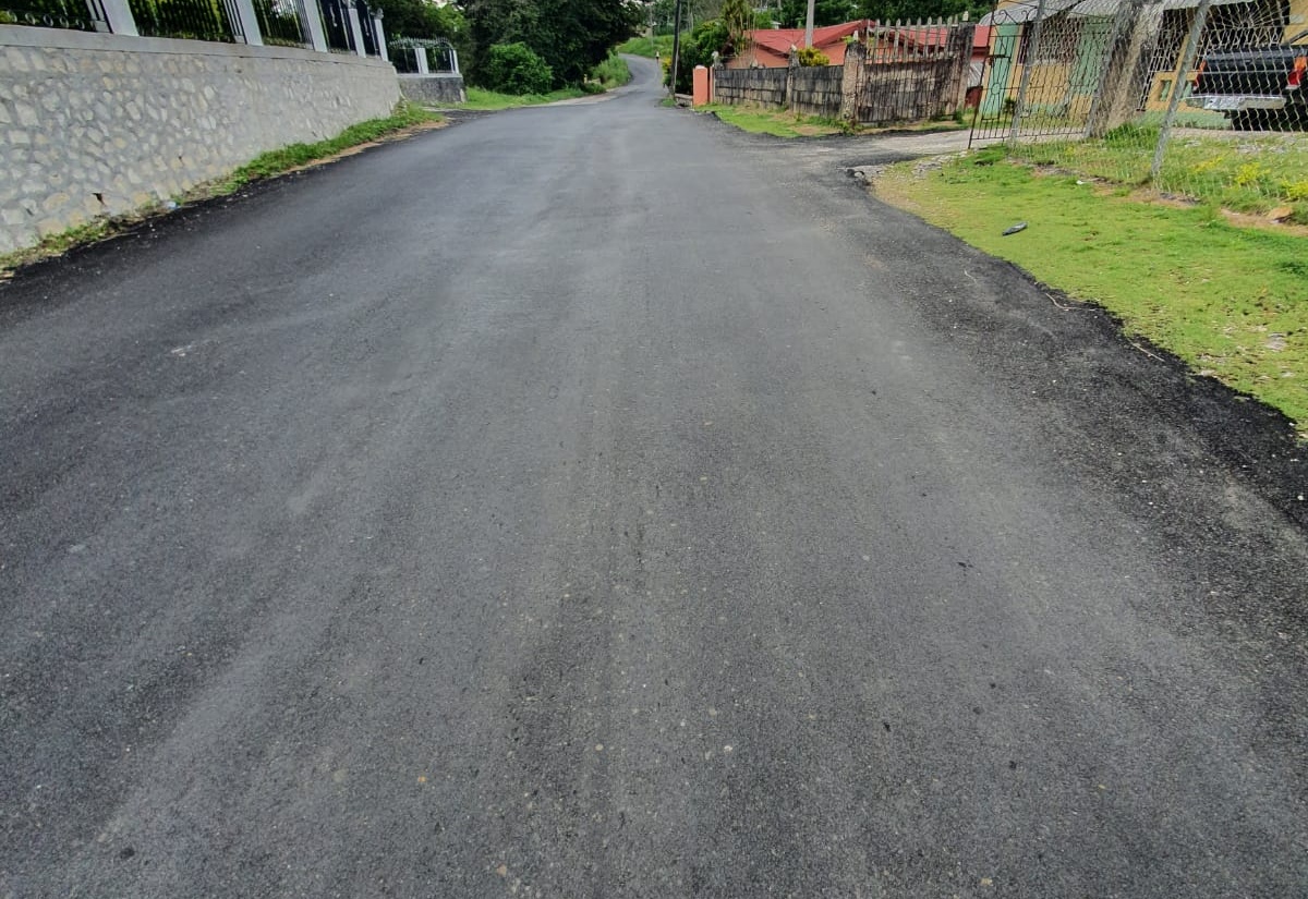 A section of the newly rehabilitated Whithorn to Darliston roadway in Westmoreland.

