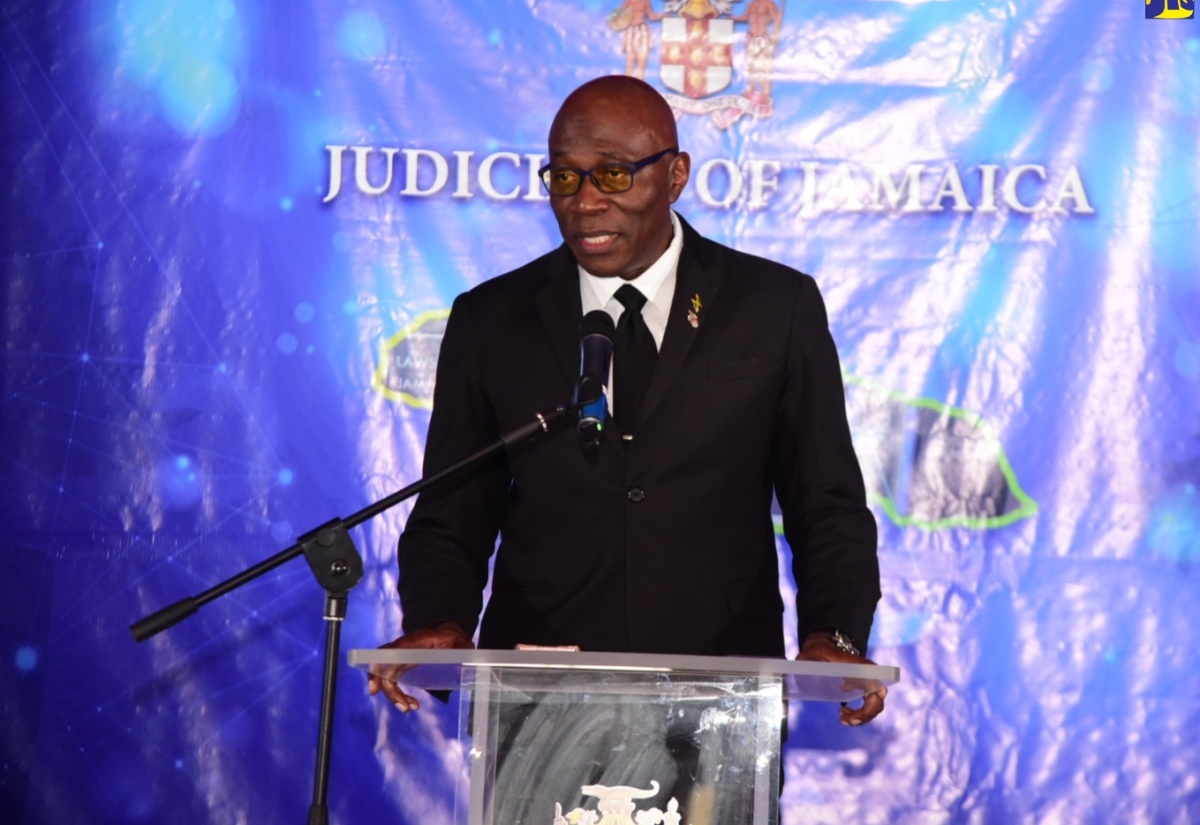 Chief Justice, Bryan Sykes speaking at the official launch for the Judiciary of Jamaica's Strategic Business Plan on April 11.

