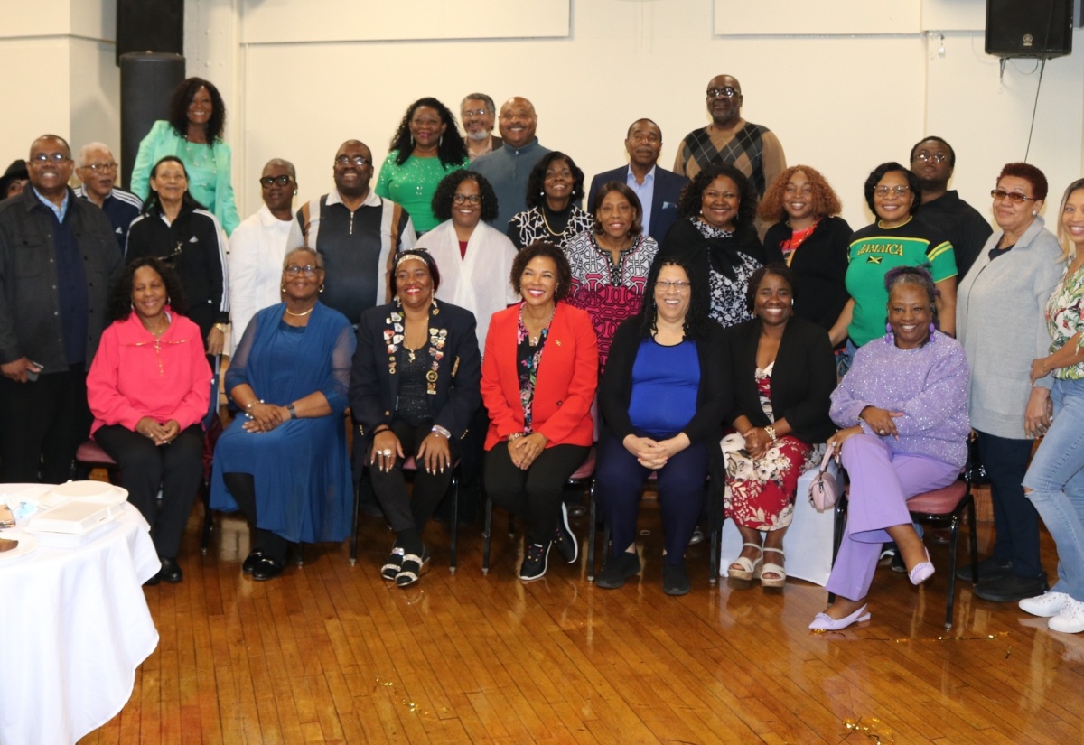 Jamaica’s Ambassador to the United States, Her Excellency Audrey Marks (seated centre) joins members of the West Indies Social Club of Hartford, Connecticut for a photo opportunity, following a recent breakfast meeting at the organisation’s headquarters along main street in Hartford. Ambassador Marks was special guest at the 74th annual anniversary gala of the social club held on April 20. 