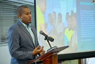 Minister of Agriculture, Fisheries and Mining, Hon. Floyd Green, addresses a seminar on ‘Navigating Challenges: Enhancing Small Producers in Cultivating Cash Crops’, at the University of the West Indies (UWI) Mona Campus in St. Andrew on April 18. The session was staged by the Department of Sociology, Psychology and Social Work.

