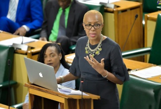 Minister of Education and Youth, Hon. Fayval Williams, makes a statement in the House of Representatives on Tuesday (April 23). 