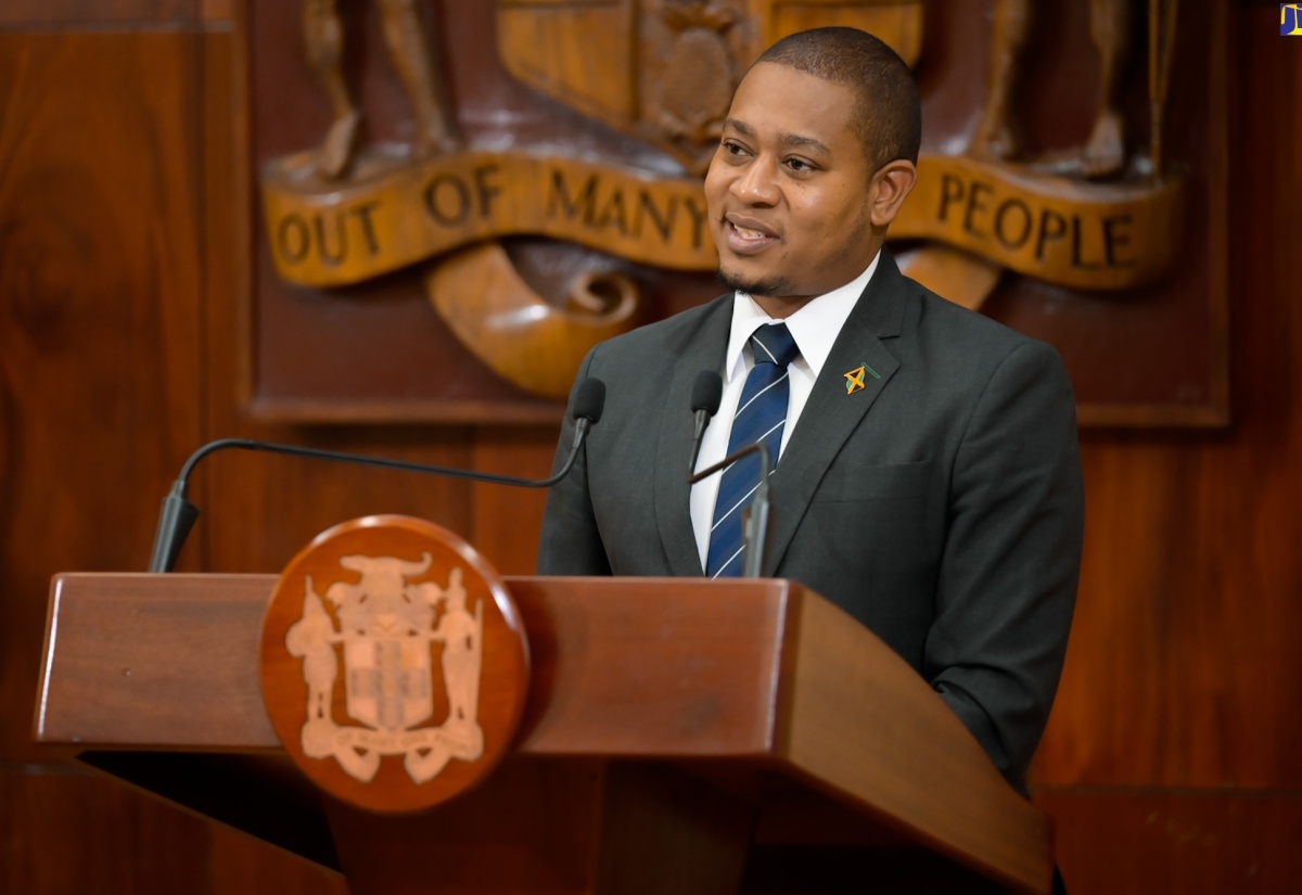 Minister of Agriculture, Fisheries and Mining, Hon. Floyd Green, speaks at a post Cabinet press briefing, held on Wednesday (April 24), at Jamaica House.