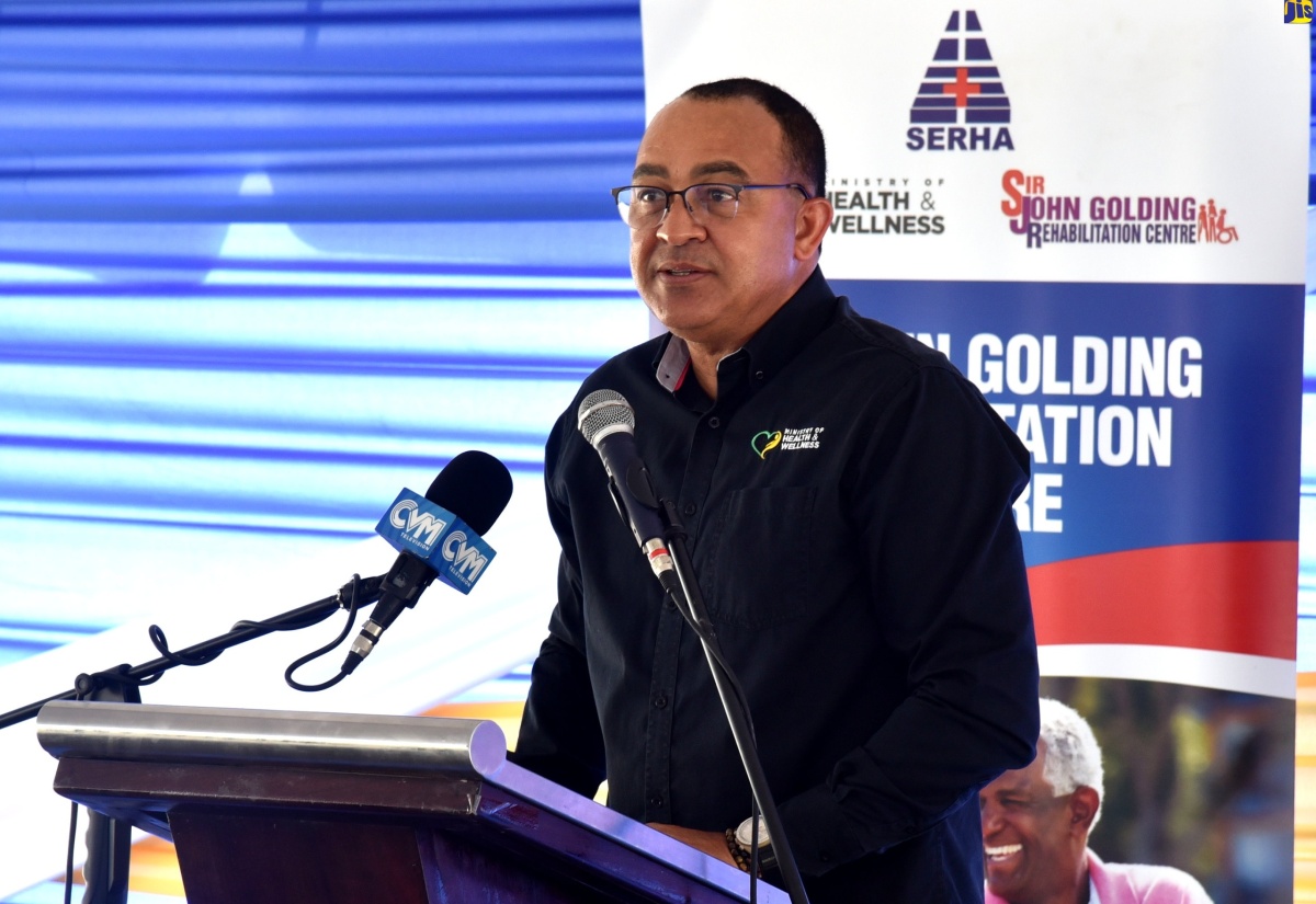 Minister of Health and Wellness, Dr. the Hon. Christopehr Tufton, addresses the Sir John Golding Rehabilitation Centre’s 70th anniversary prayer breakfast held at the facility in St. Andrew on Wednesday (April 3).