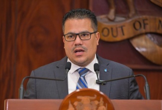 Minister without Portfolio in the Ministry of Economic Growth and Job Creation, Senator the Hon. Matthew Samuda, addressing Wednesday’s (April 10) post-Cabinet press briefing at Jamaica House.