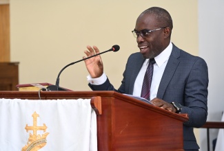 President of the Paediatric Association of Jamaica, Dr. Curtis Pyrce, speaking at the National Child Month Church Service, held recently at the Saxthorpe Methodist Church on Constant Spring Road.