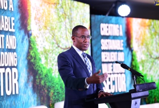 Minister of Finance and the Public Sector, Dr. the Hon. Nigel Clarke, addresses the Caribbean Public Sector Management Conference on May 22 at The Jamaica Pegasus hotel in New Kingston.

