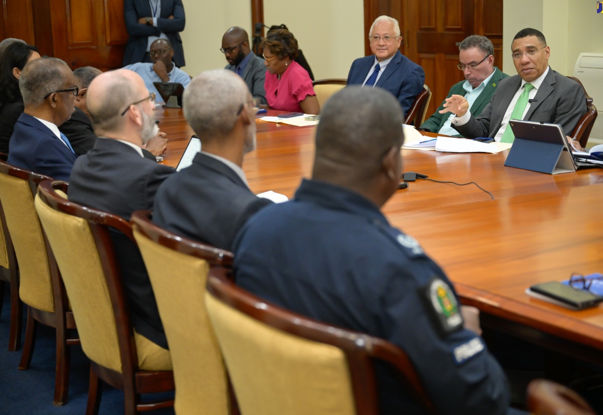 Prime Minister, the Most Hon. Andrew Holness, addresses Thursday’s (May 16) meeting of the National Road Safety Council. The meeting was held at the Office of the Prime Minister (OPM).

