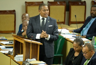 Minister of Agriculture, Fisheries and Mining, Hon. Floyd Green, makes his contribution to the 2024/25 Sectoral Debate in the House of Representatives on Tuesday (May 21).