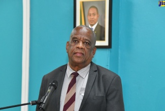 Minister of State in the Ministry of Agriculture, Fisheries and Mining, Hon. Franklin Witter, addresses the Cattle Breeders Association’s annual general meeting held recently at the Bodles Research Station in Old Harbour, St. Catherine.

