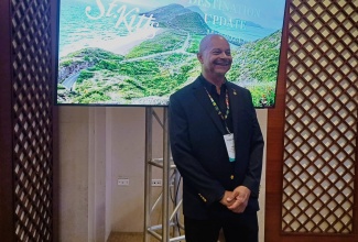 Chief Executive Officer of the St. Kitts Tourism Authority, Ellison Thompson, gives a destination update on St. Kitts and Nevis at a press briefing during the 42nd Caribbean Hotel and Tourism Association (CHTA) Caribbean Travel Marketplace event, held recently at the Montego Bay Convention Centre in St. James