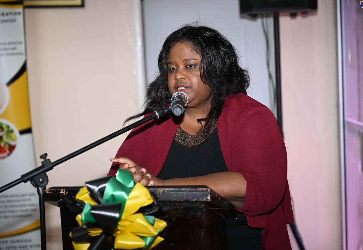 Medical Officer of Health, St. Elizabeth Health Services, Dr. Tonia Dawkins-Beharie, speaks at the monthly meeting of the St. Elizabeth Municipal Corporation in Black River, on Thursday (May 9).

