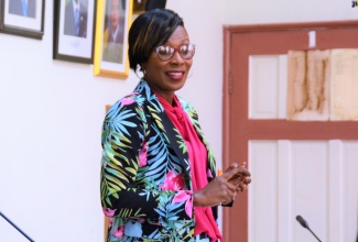Deputy Mayor of Lucea and Chairman of the Hanover Municipal Corporation’s Public and Civic Affairs Committee, Councillor Andria Dehaney-Grant, provides details about the parish project for Labour Day 2024, during a recent meeting of the committee in Lucea.


