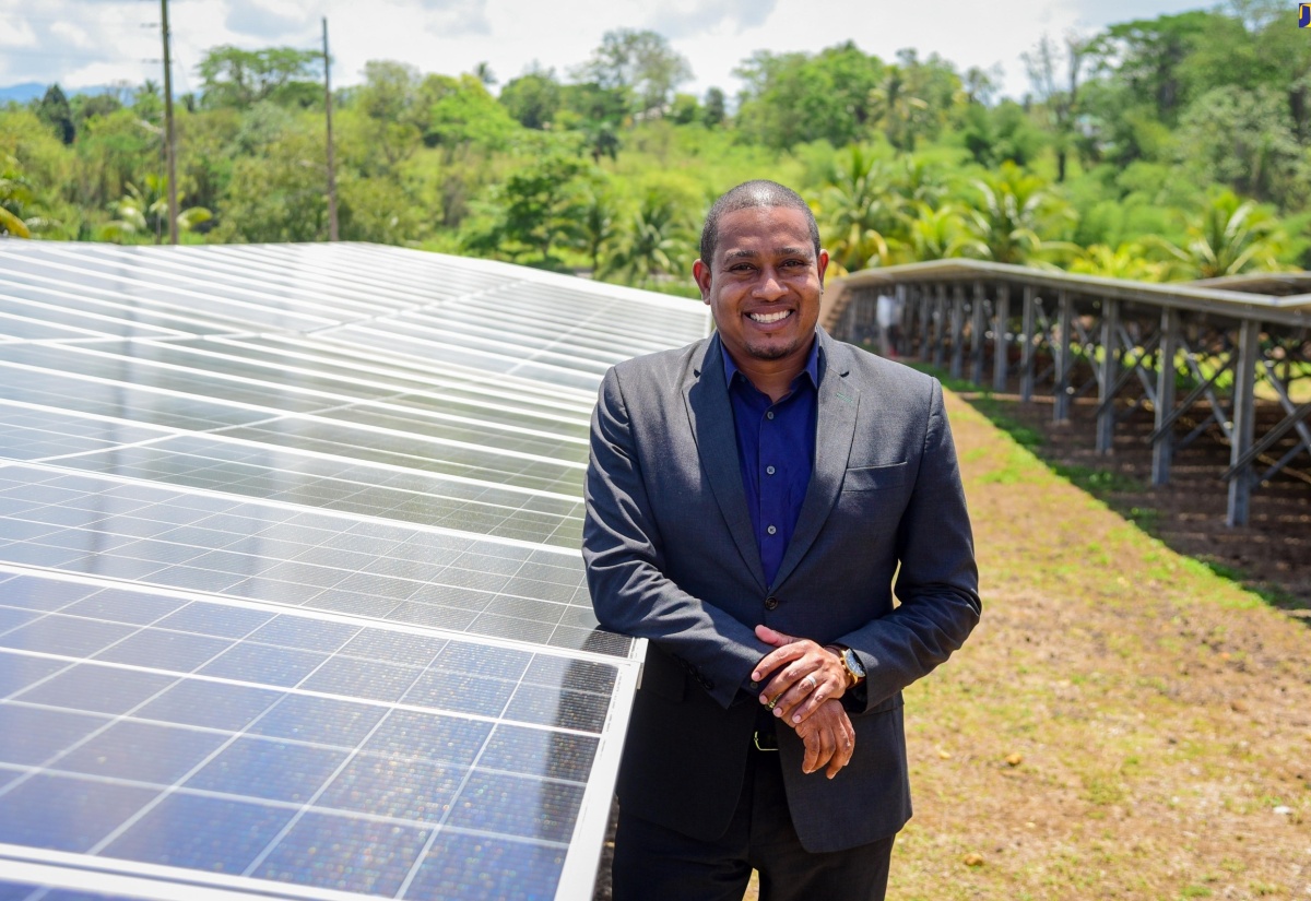 Minister of Agriculture, Fisheries and Mining, Hon. Floyd Green, at one of the new Caribbean Broilers (CB) Group solar plants, at the Peninsula Hatchery Farms in Linstead, St. Catherine, recently.

