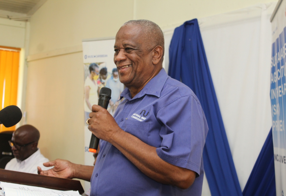 Minister of State in the Ministry of Agriculture, Fisheries and Mining, Hon. Franklin Witter, addresses the closing ceremony for the Sustainable Agriculture in the Caribbean (SAC) Livestock Technical Services Providers’ Small Ruminant Production Training programme, which was held at the Eltham Training Centre in Ocho Rios, St. Ann, on May 10.

