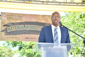 President of the Jamaica Confederation of Trade Unions (JCTU), St Patrice Ennis, addresses the recent Workers’ Week 2024 Expo, held at Emancipation Park in St. Andrew.


