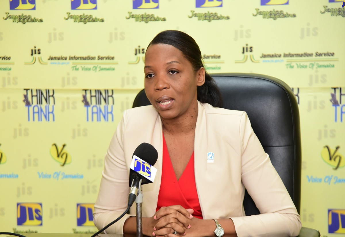 Administrative Support Manager at the National Housing Trust (NHT), Shara Luke, addresses a Jamaica Information Service (JIS) Think Tank on June 26.

