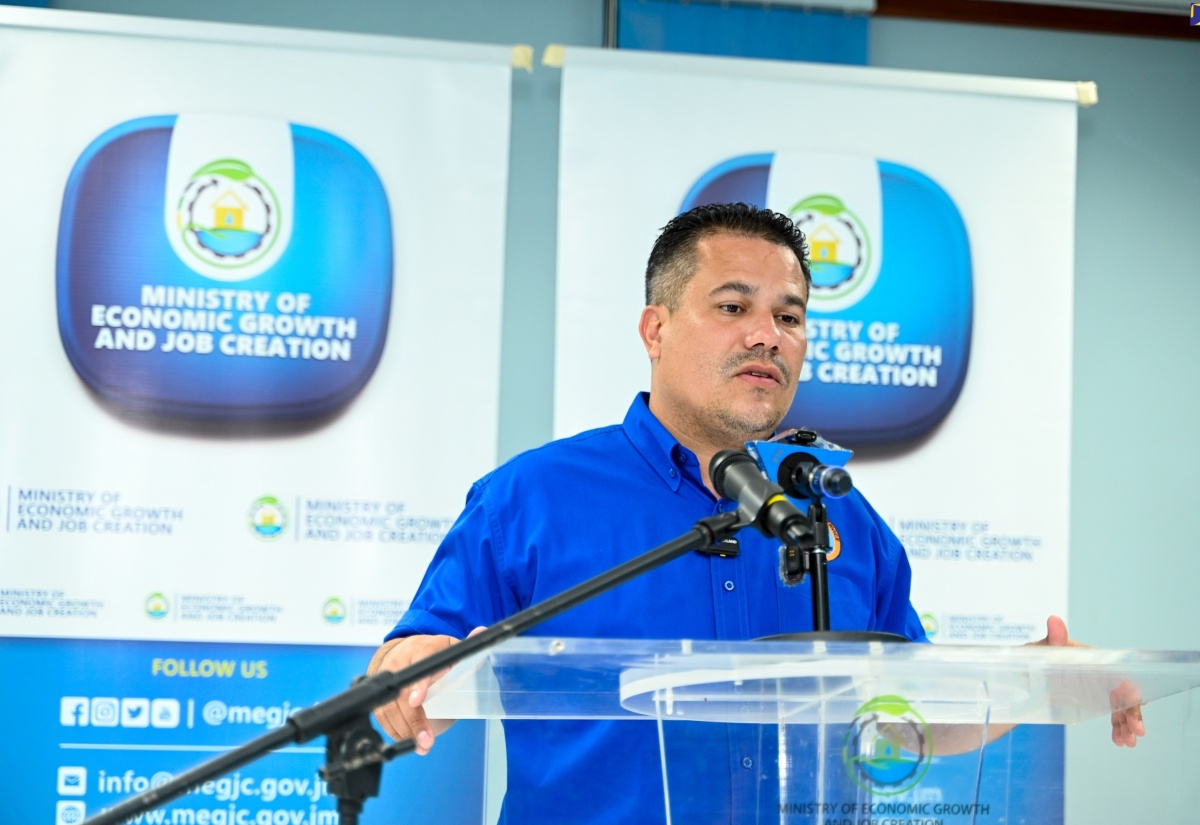 Minister without Portfolio in the Ministry of Economic Growth and Job Creation, Senator the Hon. Matthew Samuda, speaking during a press briefing at the Ministry’s offices in New Kingston on Sunday (June 30).

