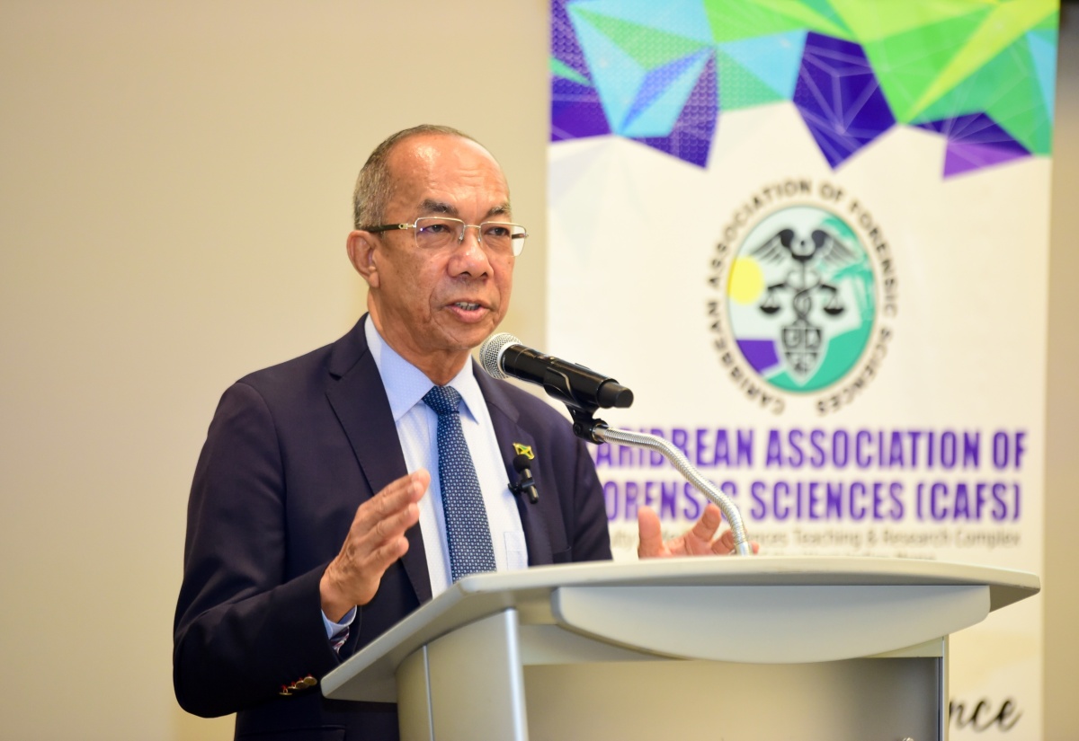 Deputy Prime Minister and Minister of National Security, Hon. Dr. Horace Chang, addresses the Caribbean Association of Forensic Sciences (CAFS) Conference at the AC Marriot Hotel in Kingston, on June 10.