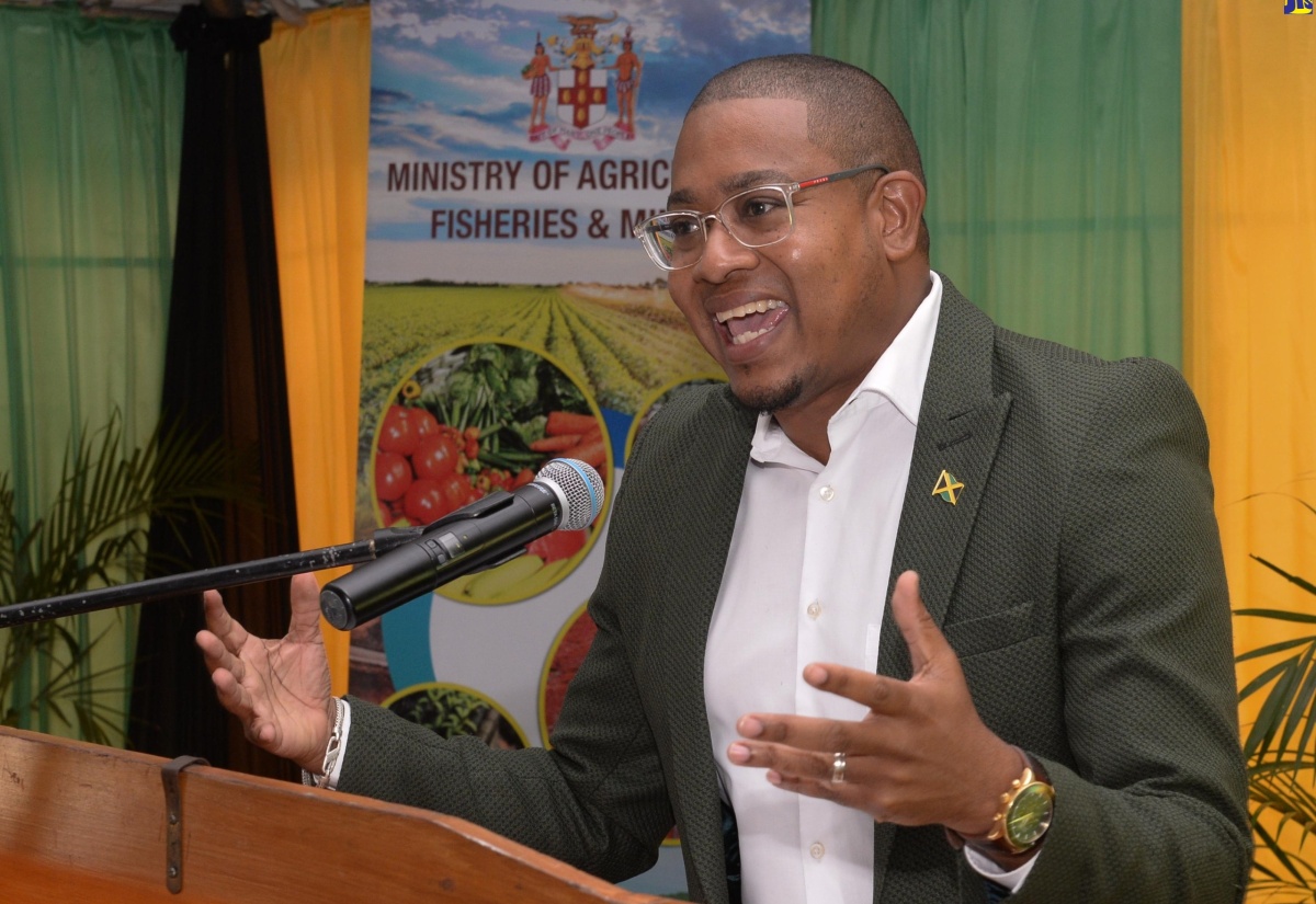 Minister of Agriculture, Fisheries and Mining, Hon. Floyd Green, addresses the launch of the Rehabilitation of Research Centres Project phase 2 on June 13 at the Bodles Research Centre in St. Catherine.