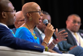 Minister of Education and Youth, Hon. Fayval Williams, addresses the ‘Transforming Education in Jamaica in the Digital Era’ session of the 10th Biennial Jamaica Diaspora Conference held at the Montego Bay Convention Centre in Rose Hall, St. James, on Tuesday (June 18).

