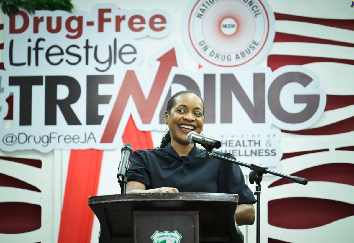 State Minister in the Ministry of Education and Youth, Hon. Marsha Smith, delivers remarks at the opening ceremony for World No Tobacco Day (WNTD) Youth Forum and Exhibition held at Pembroke Hall Primary School in Kingston on Friday (May 31).