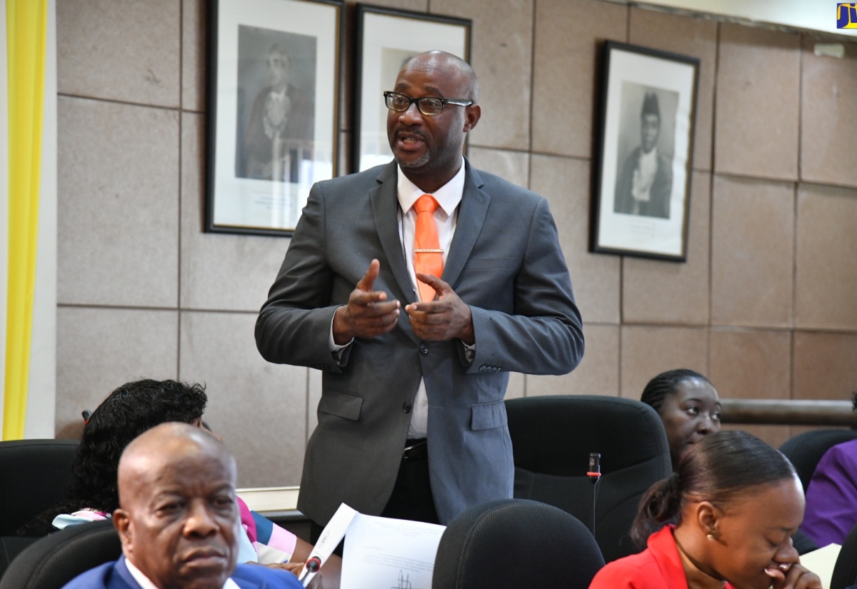 Councillor for the Papine Division, Darrington Ferguson, making his contribution to the resolution to name 16 roads in the community of Goldsmith Villa, August Town, during Tuesday’s (June 11) meeting of the Kingston and St. Andrew Municipal Corporation (KSAMC) at the Council’s chambers in downtown Kingston.