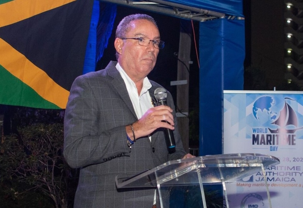 Minister of Science, Energy, Telecommunications and Transport, Hon Daryl Vaz, speaks at a World Maritime Day event.