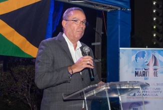 Minister of Science, Energy, Telecommunications and Transport, Hon Daryl Vaz, speaks at a World Maritime Day event.