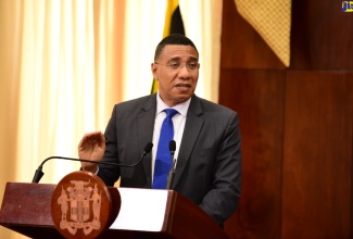 Prime Minister, the Most. Hon. Andrew Holness, addresses a press briefing at Jamaica House on Monday (July 1) to update the nation on Jamaica’s preparedness for Hurricane Beryl.