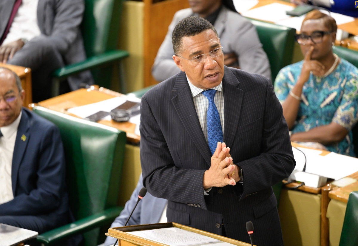 Prime Minister, the Most Hon. Andrew Holness, announces Hurricane Beryl relief measures in the House of Representatives on Tuesday (July 9).