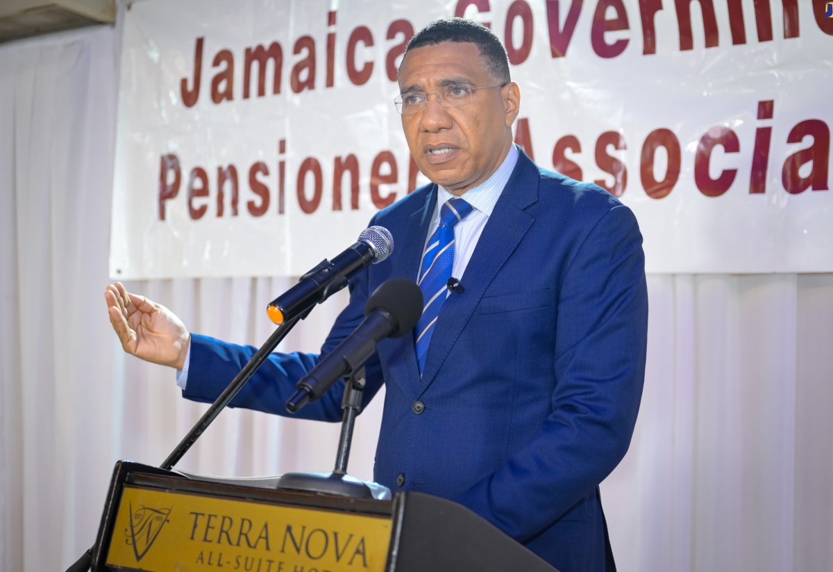 Prime Minister, the Most Hon. Andrew Holness, addresses the Jamaica Government Pensioners Association’s 57th Annual General Meeting on Wednesday (July 17), at the Terra Nova All-Suite Hotel in Kingston.


